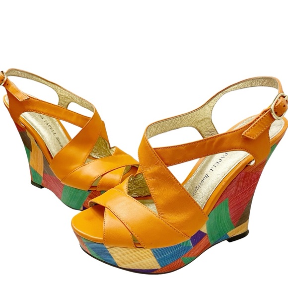 Adrianna Papell Shoes - Adrianna Papell multicolored orange platform wedge